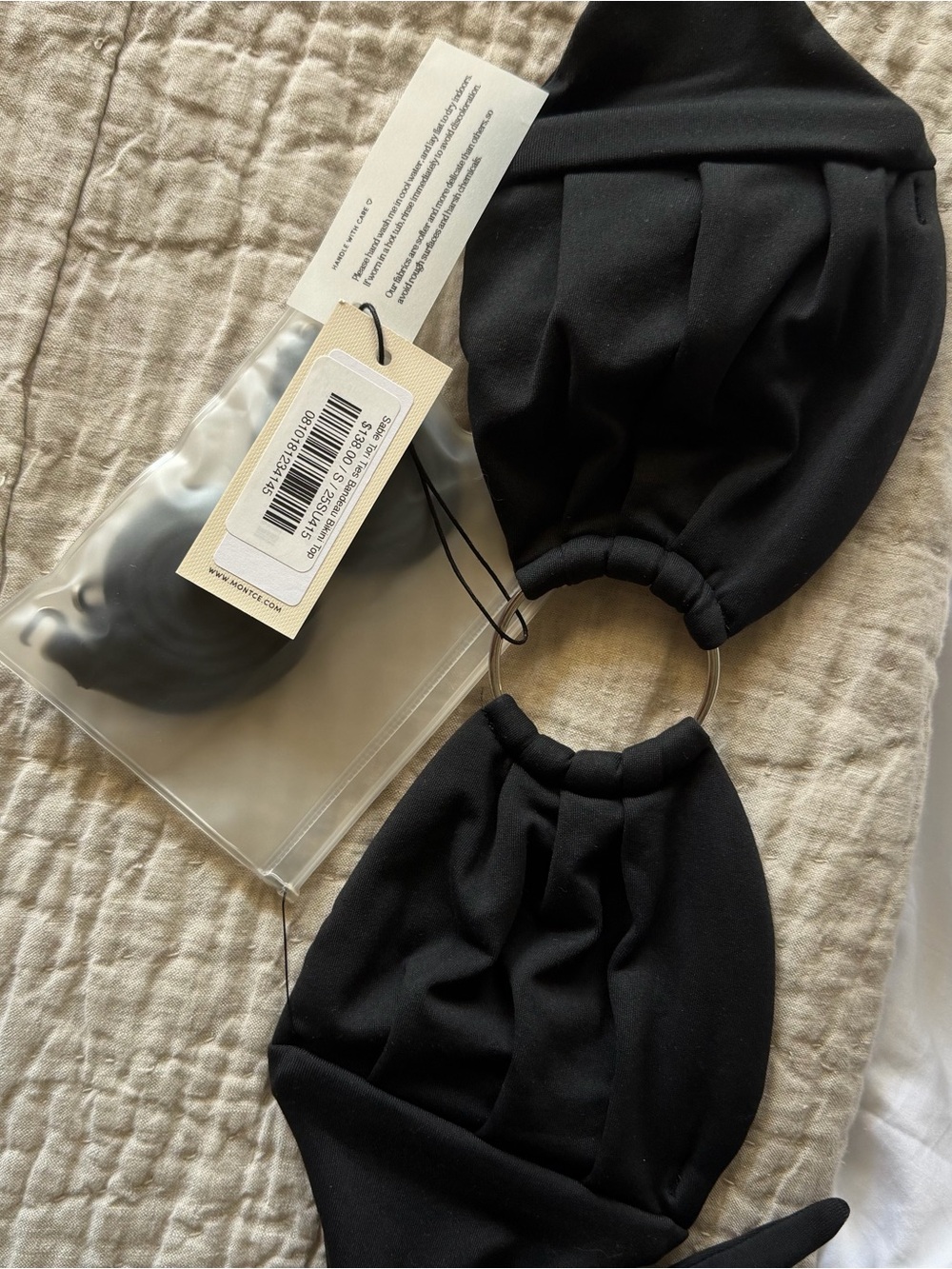 Montce Black Ring-Detail Bikini Top